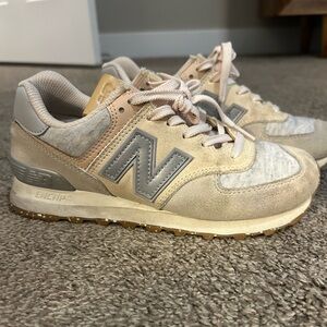 New Balance Cream and Gray Sneakers